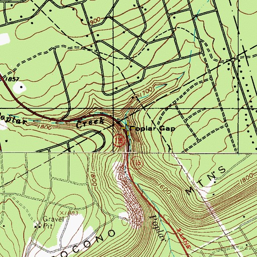 Topographic Map of Poplar Gap, PA