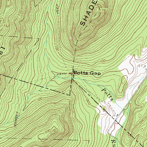 Topographic Map of Potts Gap, PA