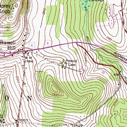 Topographic Map of Prevost Cemetery, PA