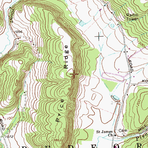 Topographic Map of Price Ridge, PA