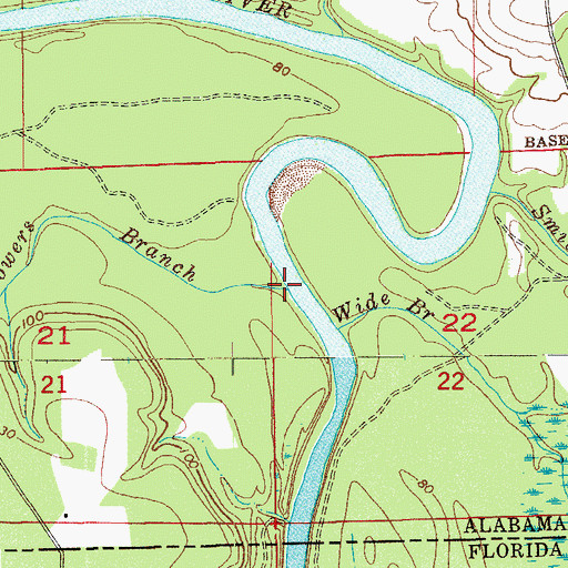 Topographic Map of Flowers Branch, AL