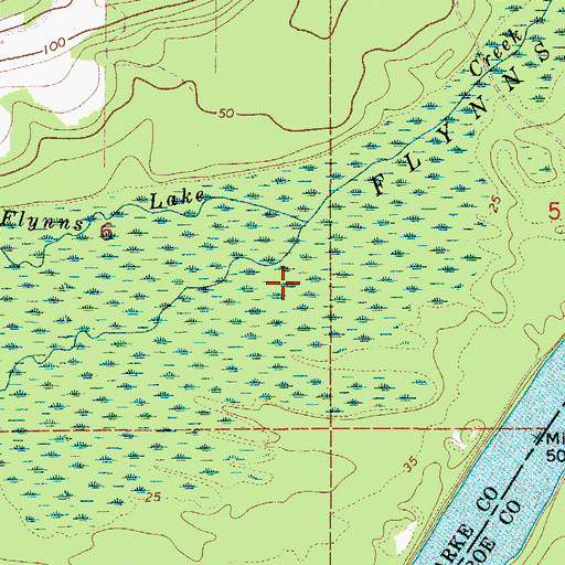 Topographic Map of Flynns Lake, AL