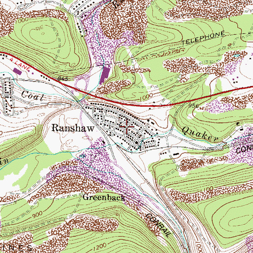 Topographic Map of Ranshaw, PA