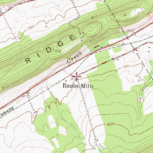 Topographic Map of Raubs Mills, PA