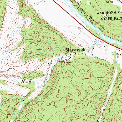 Topographic Map of Raven Church, PA