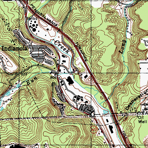 Topographic Map of Rawlins Run, PA