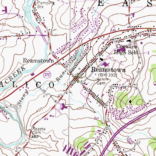 Topographic Map of Reamstown, PA