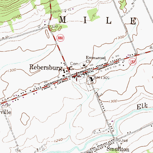 Topographic Map of Rebersburg, PA
