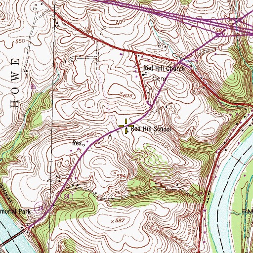 Topographic Map of Red Hill School, PA
