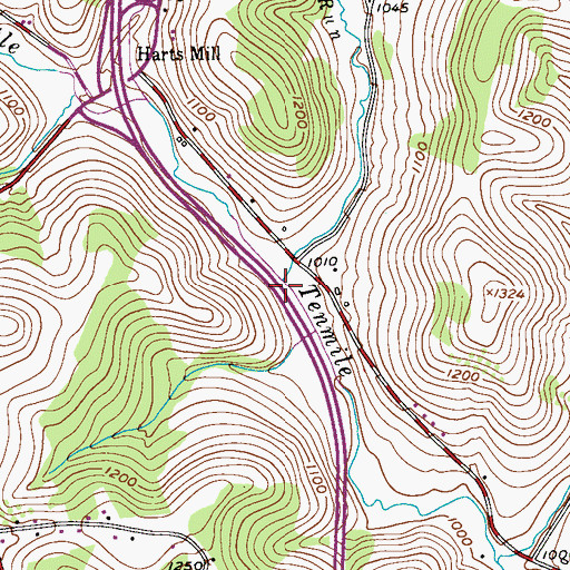 Topographic Map of Redd Run, PA