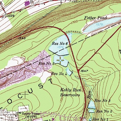 Topographic Map of Number Five Reservoir, PA