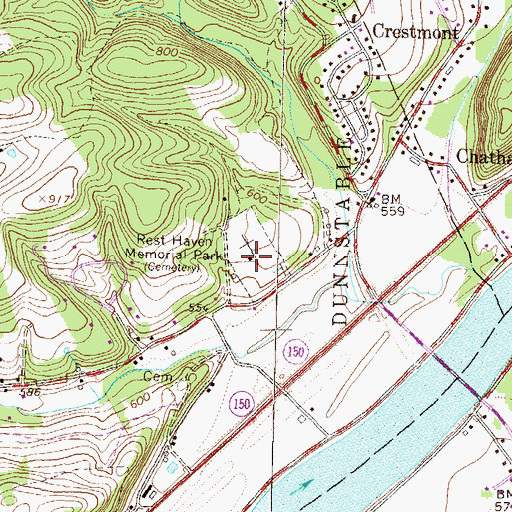 Topographic Map of Rest Haven Memorial Park, PA