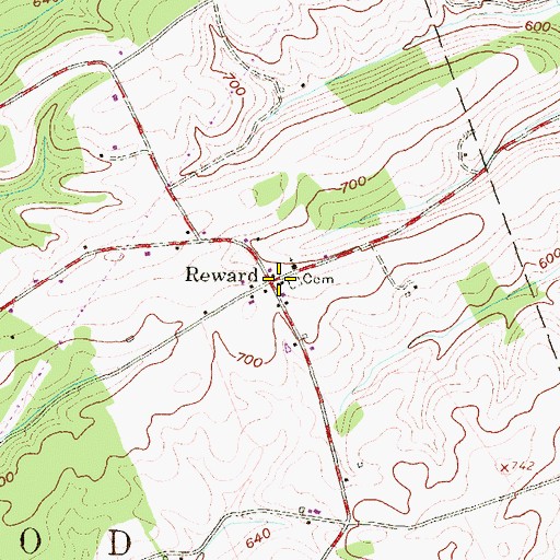 Topographic Map of Reward, PA