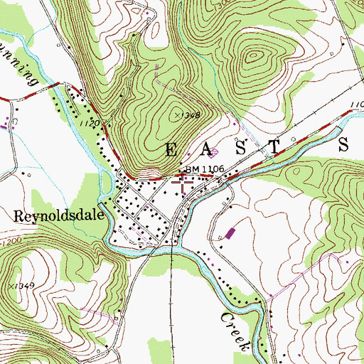 Topographic Map of Reynoldsdale, PA