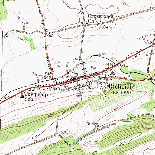 Topographic Map of Richfield, PA