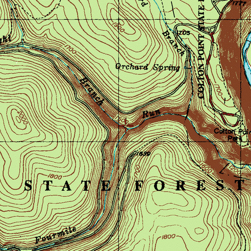 Topographic Map of Right Branch Fourmile Run, PA
