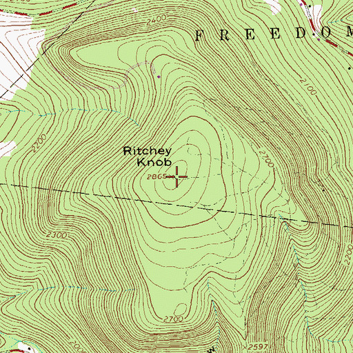 Topographic Map of Ritchey Knob, PA