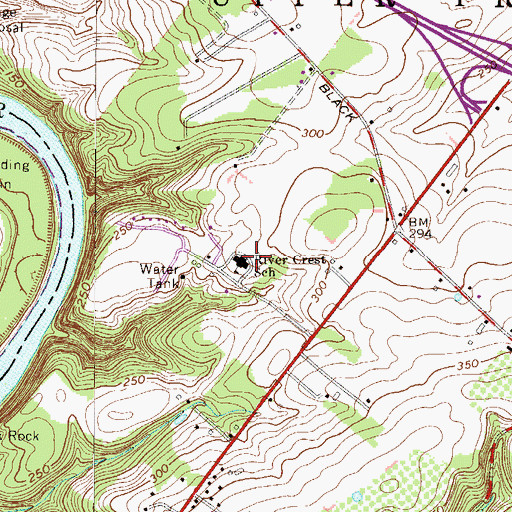 Topographic Map of River Crest School, PA