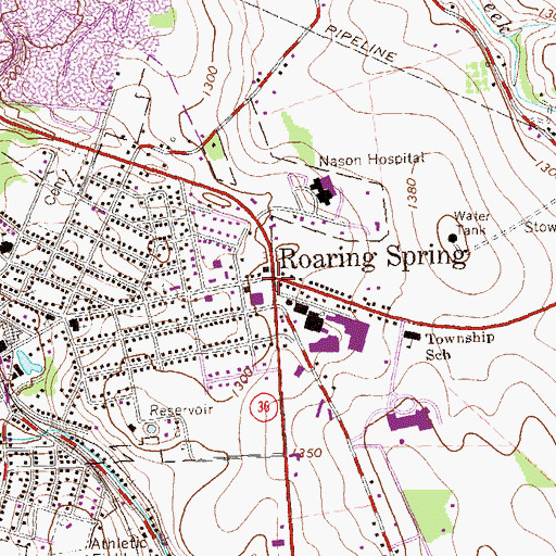 Topographic Map of Roaring Spring, PA