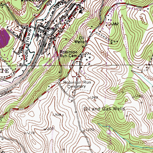 Topographic Map of Robinson Run Cemetery, PA