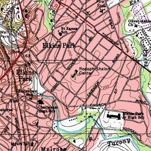 Topographic Map of Rodeph Shalom Center, PA