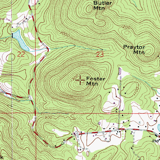 Topographic Map of Foster Mountain, AL