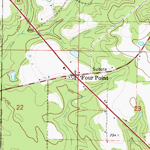 Topographic Map of Four Point, AL