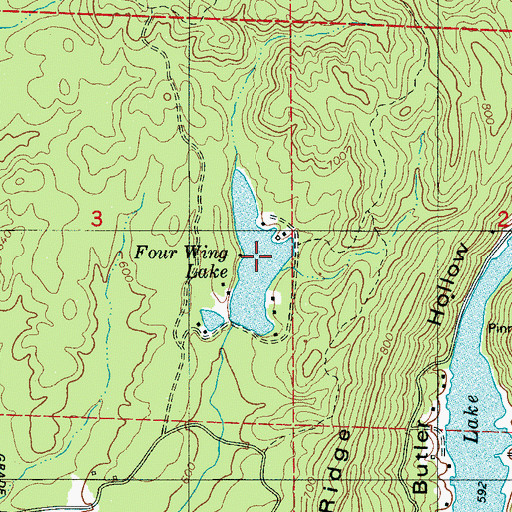 Topographic Map of Four Wing Lake, AL