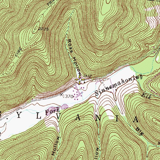 Topographic Map of Ross Hollow, PA