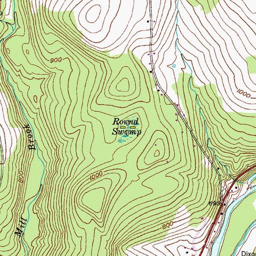 Topographic Map of Round Swamp, PA