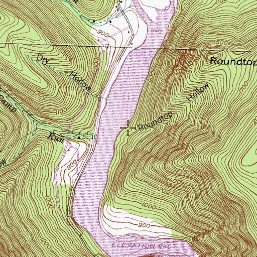 Topographic Map of Roundtop Hollow, PA