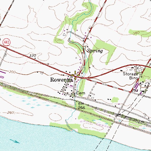 Topographic Map of Rowenna, PA