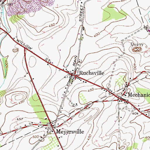 Topographic Map of Ruchsville, PA