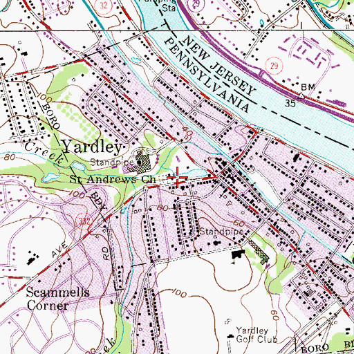 Topographic Map of Saint Andrews Church, PA