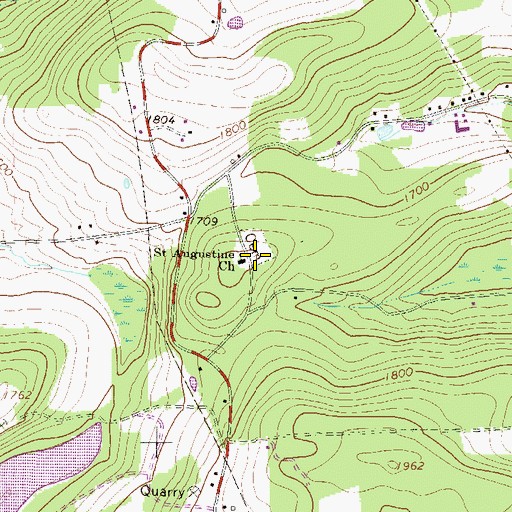 Topographic Map of Saint Augustine Church, PA