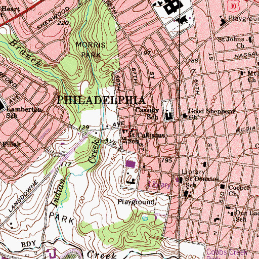 Topographic Map of Saint Callistus School, PA