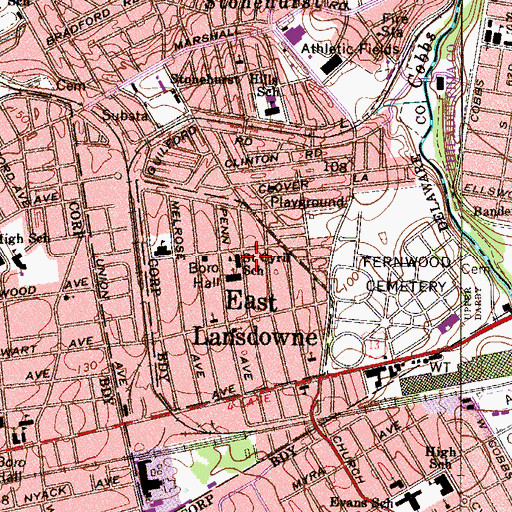 Topographic Map of Saint Cyril School, PA