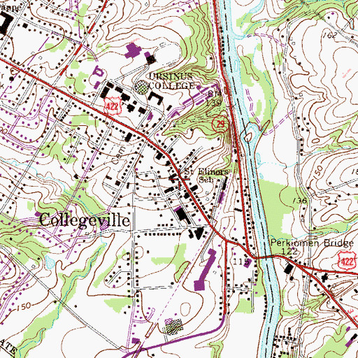 Topographic Map of Saint Elinors School, PA