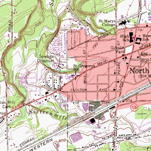 Topographic Map of Saint Gregorys School, PA