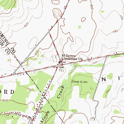 Topographic Map of Saint James Limestone Church, PA