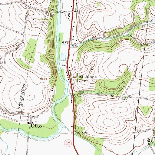 Topographic Map of Saint Johns Cemetery, PA