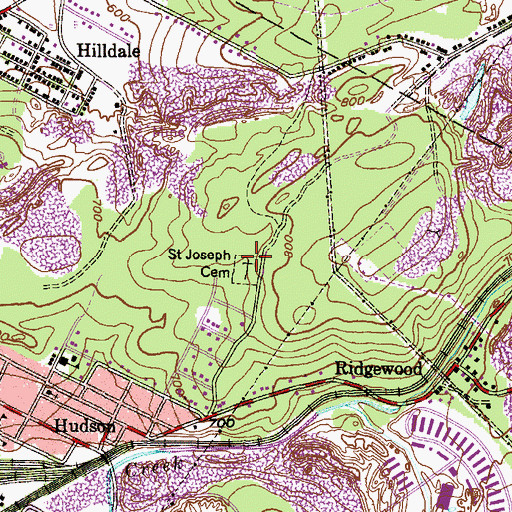Topographic Map of Saint Joseph Cemetery, PA