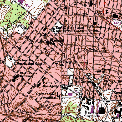 Topographic Map of Saint Joseph Gonzagas School, PA