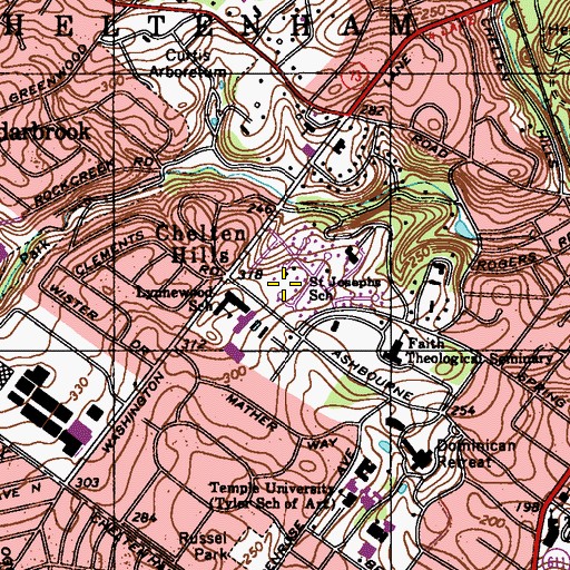 Topographic Map of Saint Josephs School, PA