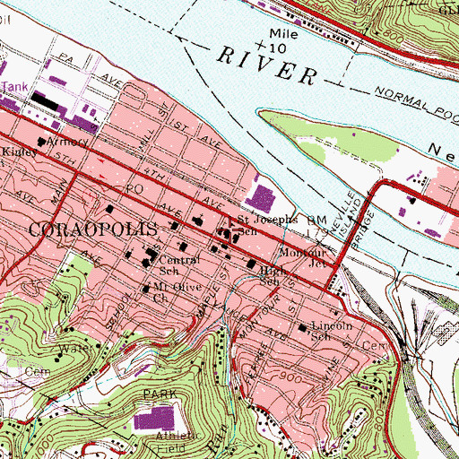 Topographic Map of Saint Josephs School, PA