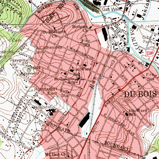 Topographic Map of Saint Josephs School, PA