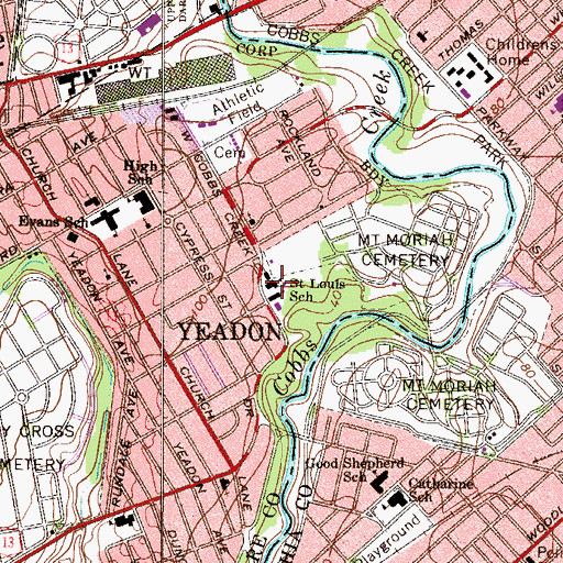 Topographic Map of Saint Louis School, PA