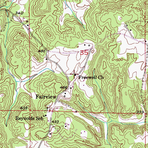 Topographic Map of Freewell Church, AL
