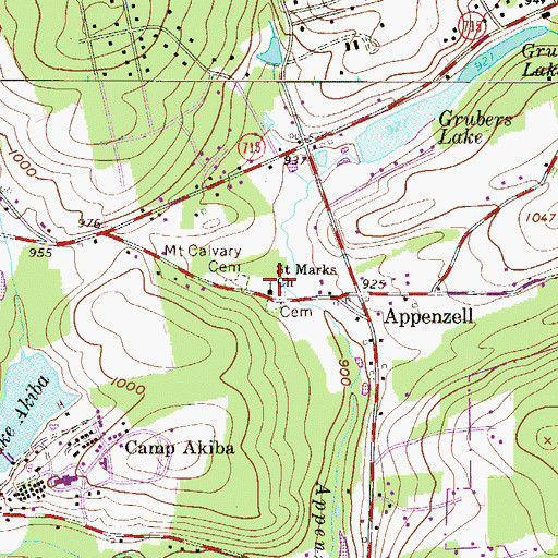 Topographic Map of Saint Marks Church, PA