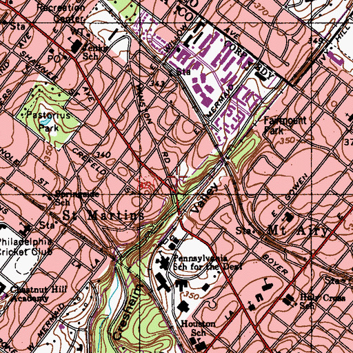 Topographic Map of Saint Martins, PA